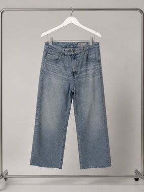 Ag Adriano Goldschmied Light Blue Cropped Wide-Leg Jeans Contour 360 highwaisted